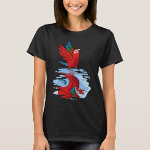 T-shirt Perroquet et dragon Réflexion I Vert aile Macaw