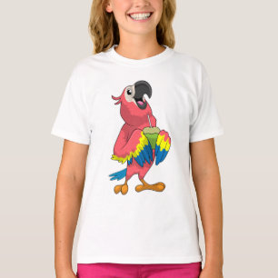 T-shirt Perroquet et noix de coco avec paille à boire