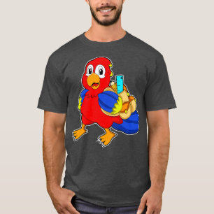 T-shirt Perroquet étudiant avec cartable