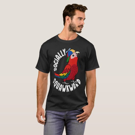T-shirt Perroquet gaucher socialement I Scarlet Macaw (Devant entier)