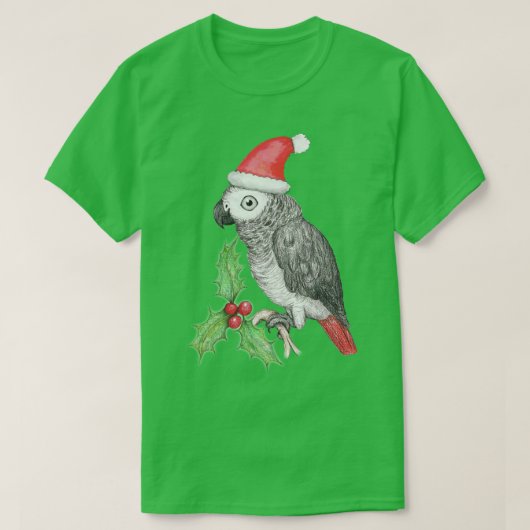 T-shirt Perroquet gris africain de Noël (Design devant)