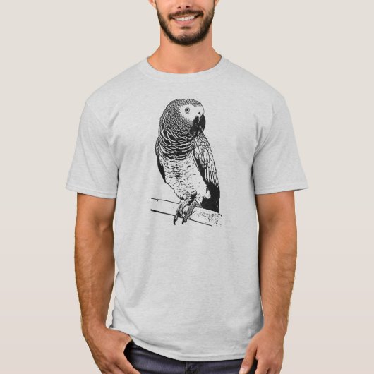 T-shirt Perroquet gris sur la chemise grise (Devant)