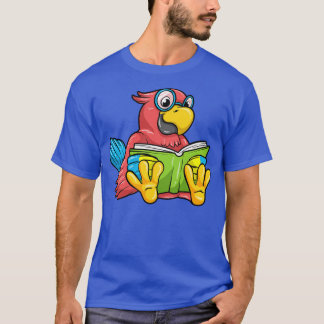 T-shirt Perroquet Nerd avec lunettes et livre