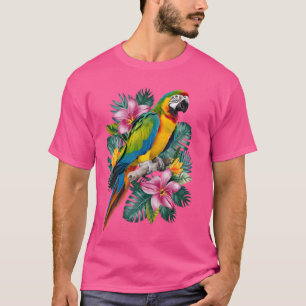 T-shirt Perroquet Oiseau Tropical Vacances Plage Fleur Vin