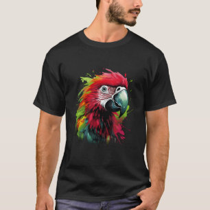 T-shirt Perroquet Rouge Et Vert De Macao Couleur Frotté A