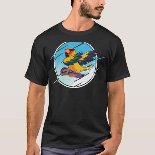 T-shirt Perroquet snowboard dabbing I Conure soleil (Devant)