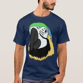 T-shirt Perroquet Tête dessinée à la main avec bleu vert e