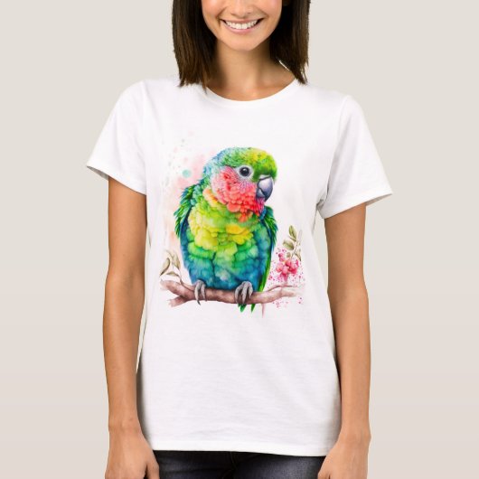 T-shirt Perroquet vert - Bébé mignon oiseau (Devant)
