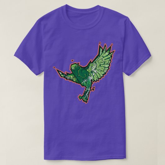 T-shirt perroquet vert style géométrique volant (Design devant)