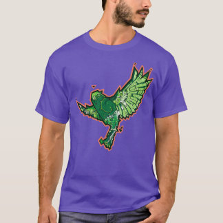 T-shirt perroquet vert style géométrique volant