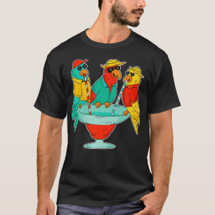 T-shirt Perroquets amusants Boire Oiseaux Hawaii Tropical