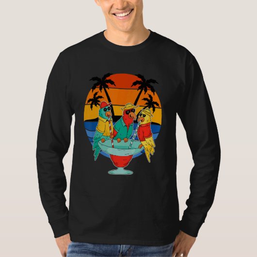 T-shirt Perroquets Boire Hawaïen Vacances coucher de solei (Devant)