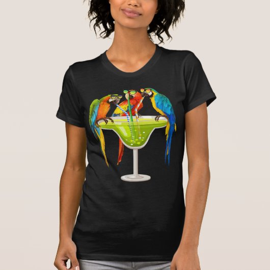 T-shirt Perroquets Boire Margarita Sur Les Oiseaux De Vaca (Devant)