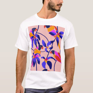T-shirt Perroquets Vintages roses : Illustration Exotique