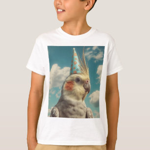 T-shirt Perruche calopsitte avec chapeau d'anniversaire su