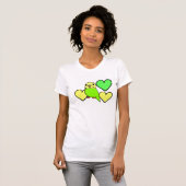 T-shirt Perruche verte avec des cœurs (Devant entier)
