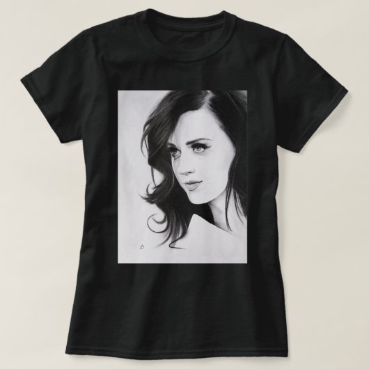 T-shirt Perry Katy Portrait au crayon. (Design devant)