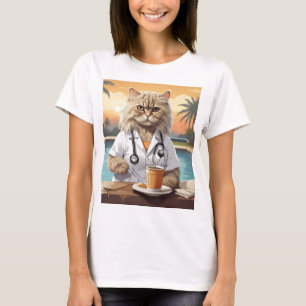 T-shirt Perse Cat Wearning Café à boire