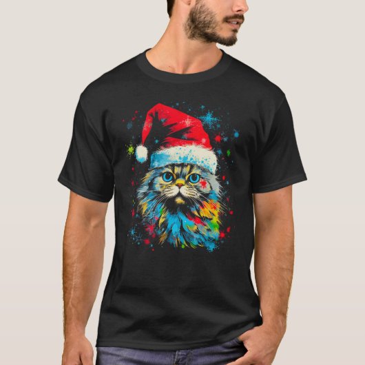 T-shirt Persian Cat Christmas (Devant)