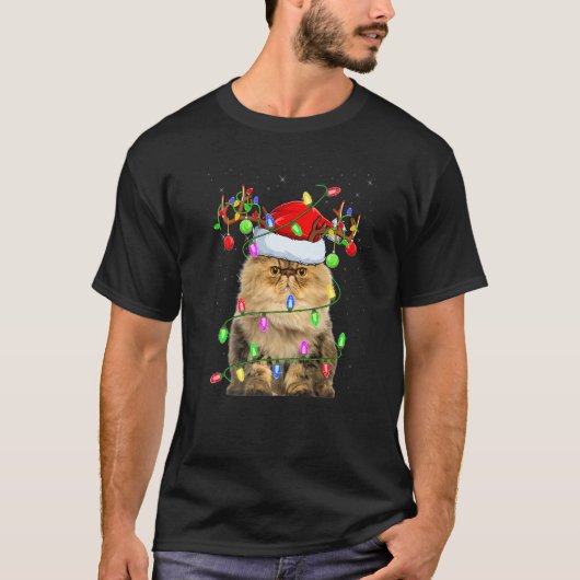 T-shirt Persian Cat Xmas Lighting Santa Persian Cat Chris (Devant)