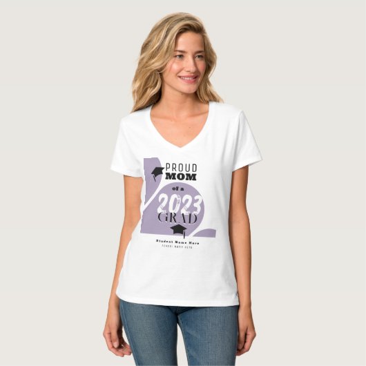 T-shirt Personalisé Violet moderne Arc Fier Maman Grad (Devant entier)