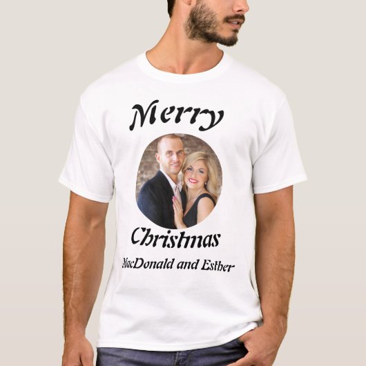 T-shirt Personalised Modern Merry Christmas photo (Devant)