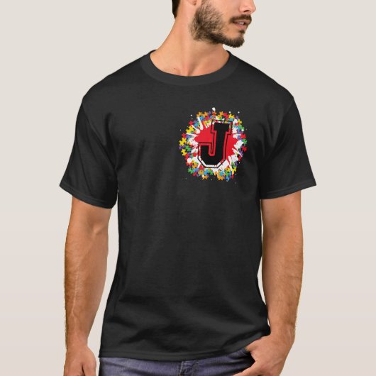 T-shirt Personalized Autism Awareness Initial J Letter Mon (Devant)