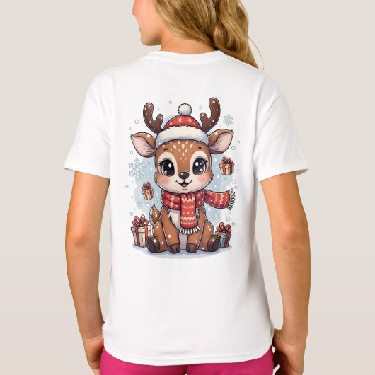 T-shirt Personalized Cute Baby Reindeer Christmas Kids (Dos)