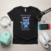 T-shirt Personalized Cute Pixel Art Blue Cat "Game On"