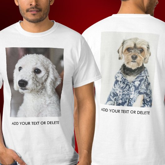 T-shirt Personalized Double Sided Photo Text White