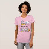 T-shirt Personalized Easter Bunny Name Pastel Bow (Devant entier)