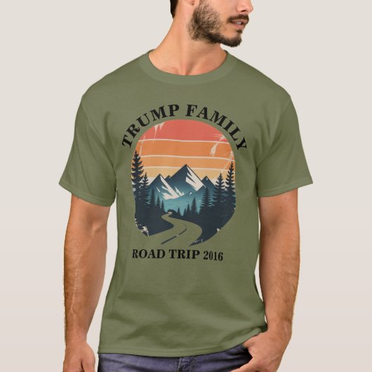 T-shirt Personalized Family Trip Retro Mountain Sun (Devant)