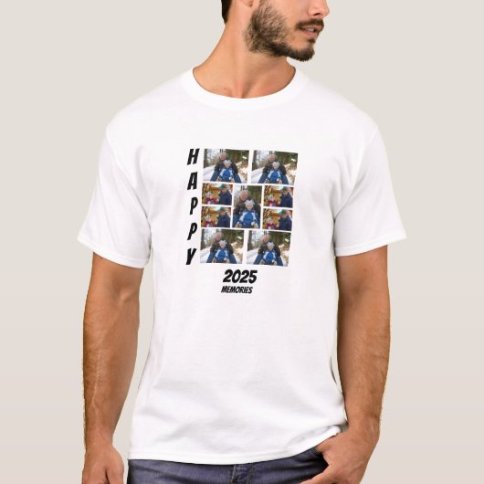 T-shirt Personalized Happy 2025 memories Photo Collage (Devant)