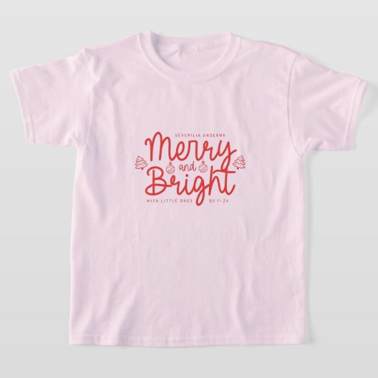 T-shirt Personalized Merry and Bright Kids Christmas Holid (Poser)