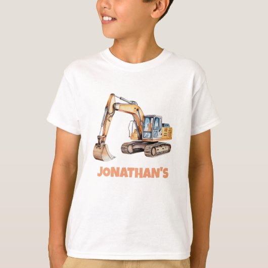 T-shirt Personalized Name Construction Vehicle Excavator   (Devant)