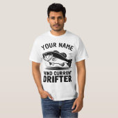 T-shirt Personalized Name Wind Current Drifter Bass Fish (Devant entier)