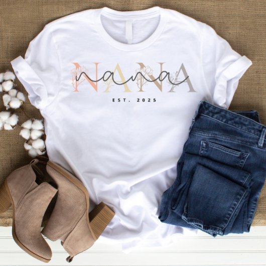 T-shirt Personalized Nana Grandma Floral Elegance 