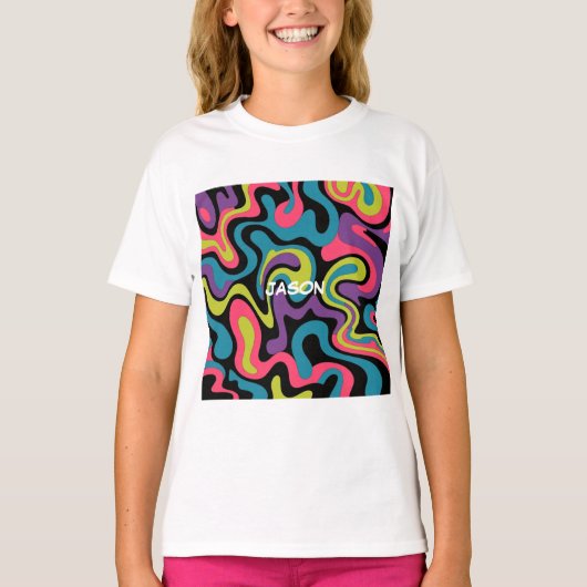 T-shirt Personalized Neon Abstract Pattern — Retro Design (Devant)