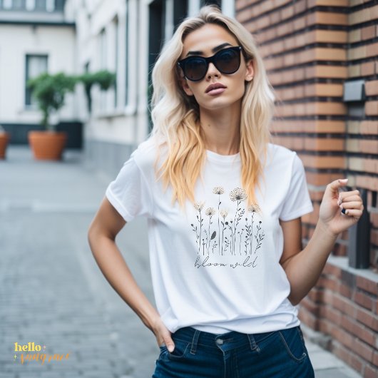 T-shirt Personalized Wildflower Line Art