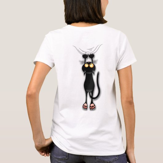 T-shirt Personnage de chat drôle grattant le tissu (Dos)