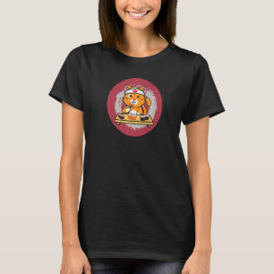 T-shirt Personnage de chat mignon mangeant des sushis avec