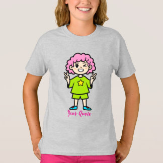 T-shirt Personnage de dessin animé aux cheveux roses heure