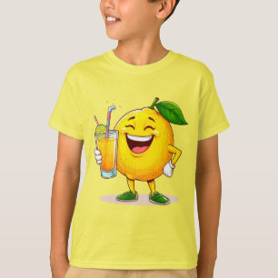 T-shirt Personnage de dessin animé Happy Lemon tenant du j
