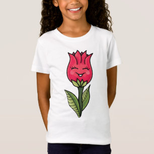 T-Shirt Personnage de dessin de printemps de fleurs mûres