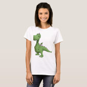 T-shirt Personnage de dinosaure vert avec des pointes viol (Devant entier)