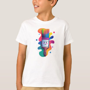 T-shirt Personnage de pinceau mignon avec éclaboussures de