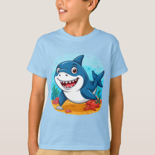 T-shirt Personnage de requin de dessin animé souriant