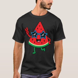 T-shirt Personnage de tranche de pastèque ludique avec