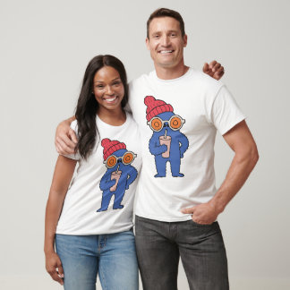 T-shirt Personnage Monstre Bleu Foncé avec Bonnnet