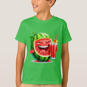 T-shirt Personnage Pastèque Souriant S'amusant